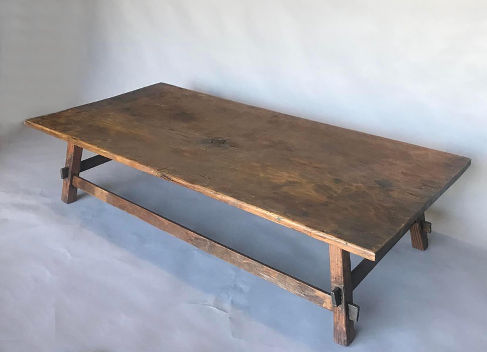 Rustic Antique Hand Hewn Top Coffee Table