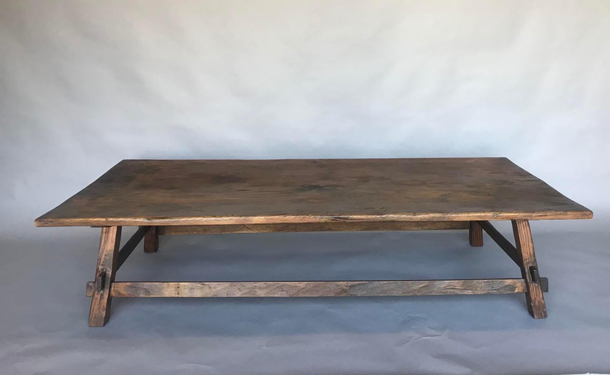19th Century Antique Hand Hewn Top Coffee Table