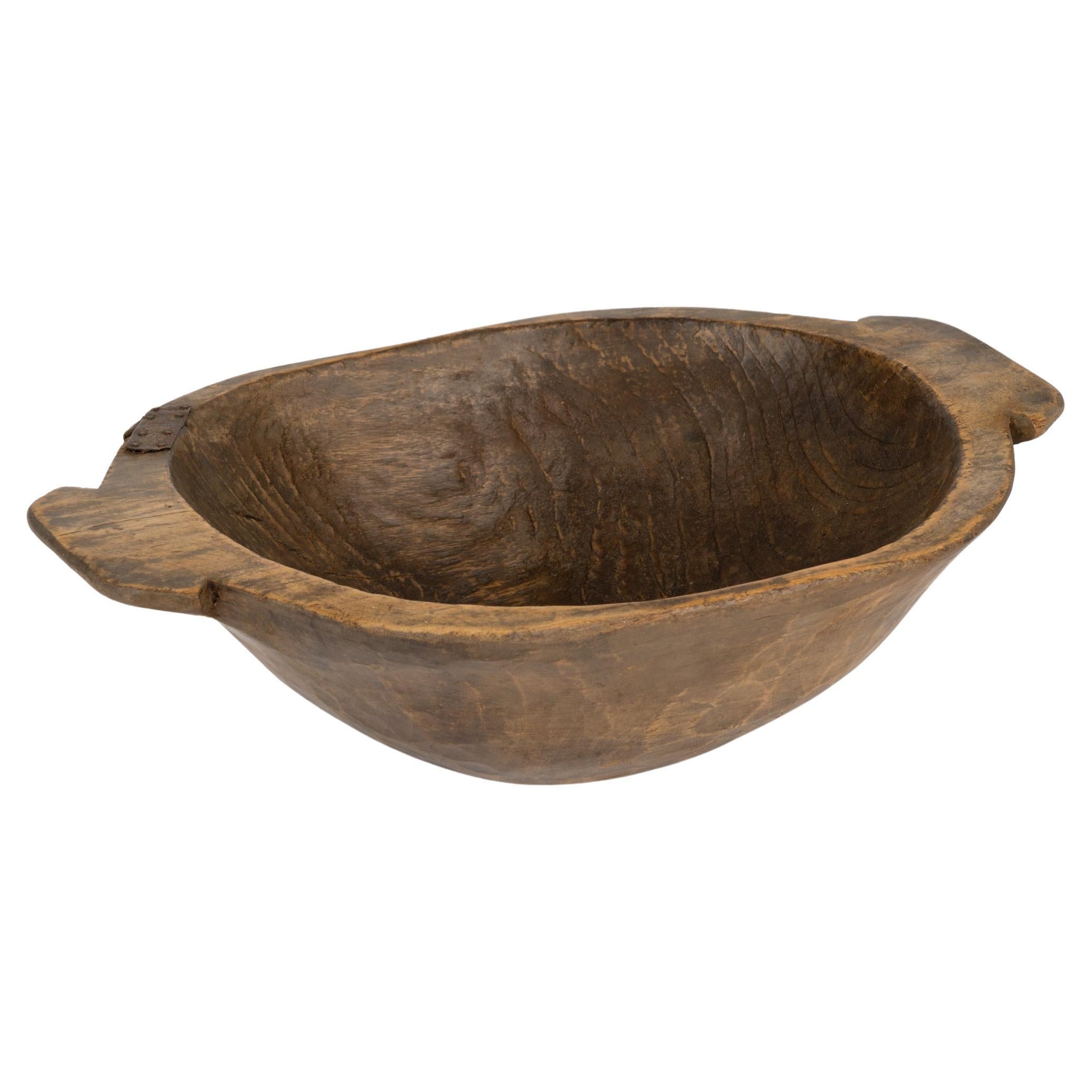 Antique Hand Hewn Wooden Bowl, Hungary circa 1880
