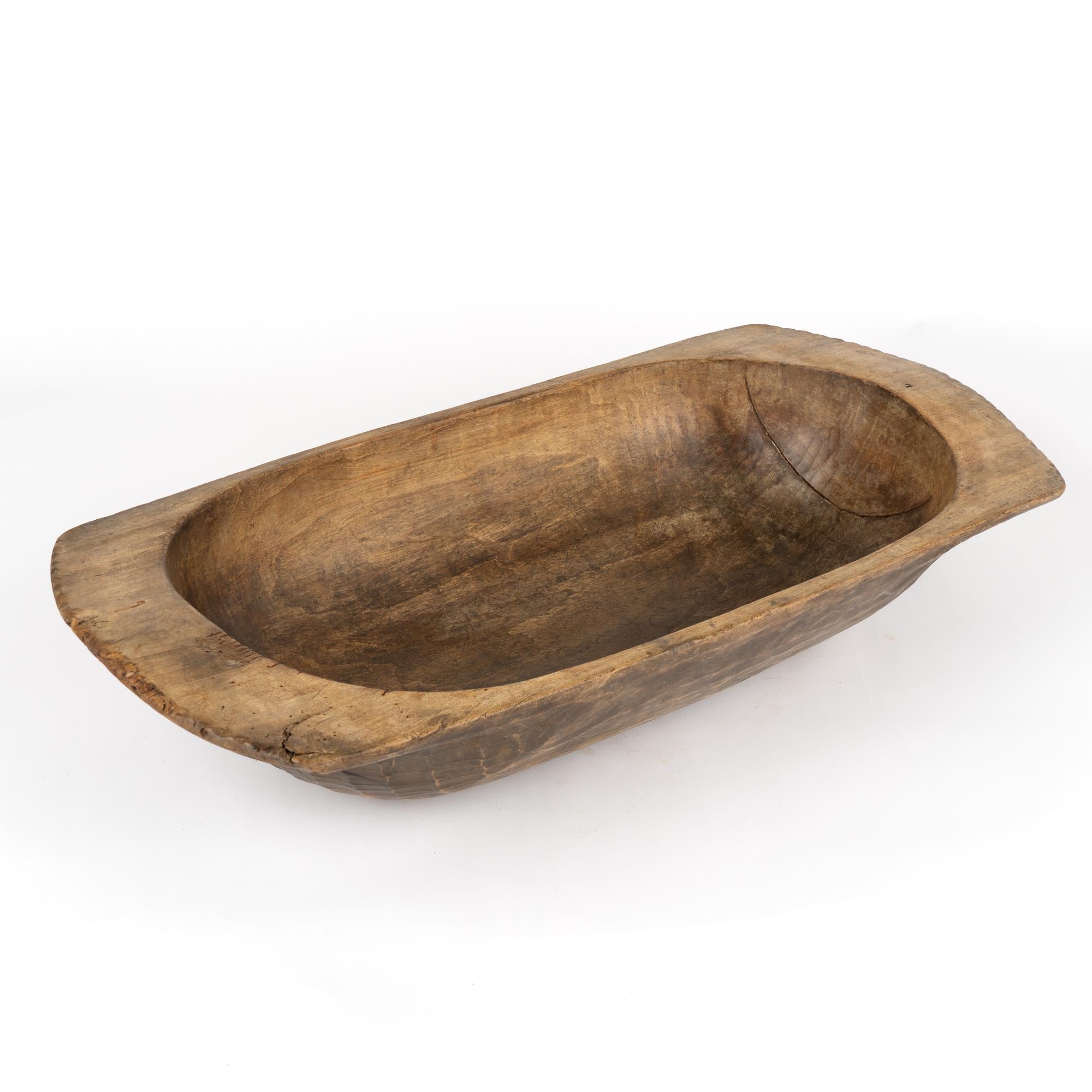 Country Antique Hand Hewn Wooden Dough Bowl, Hungary circa 1890