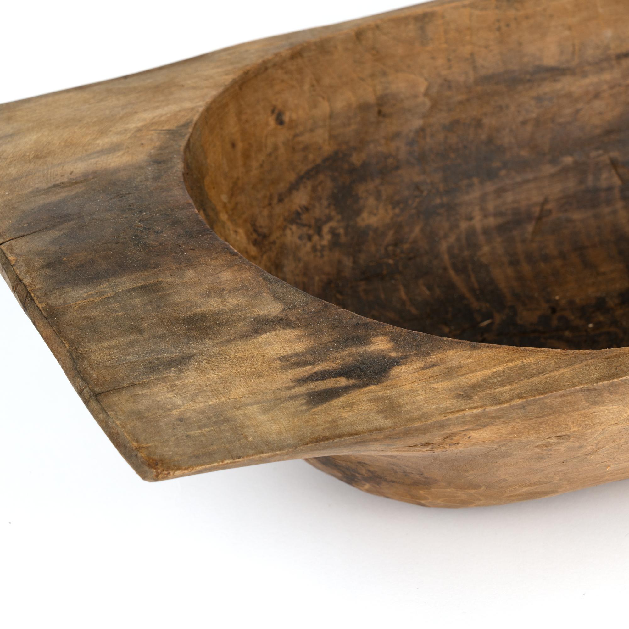 Ancien bol à pâte en bois taillé à la main, Hongrie vers 1890 Bon état - En vente à Round Top, TX