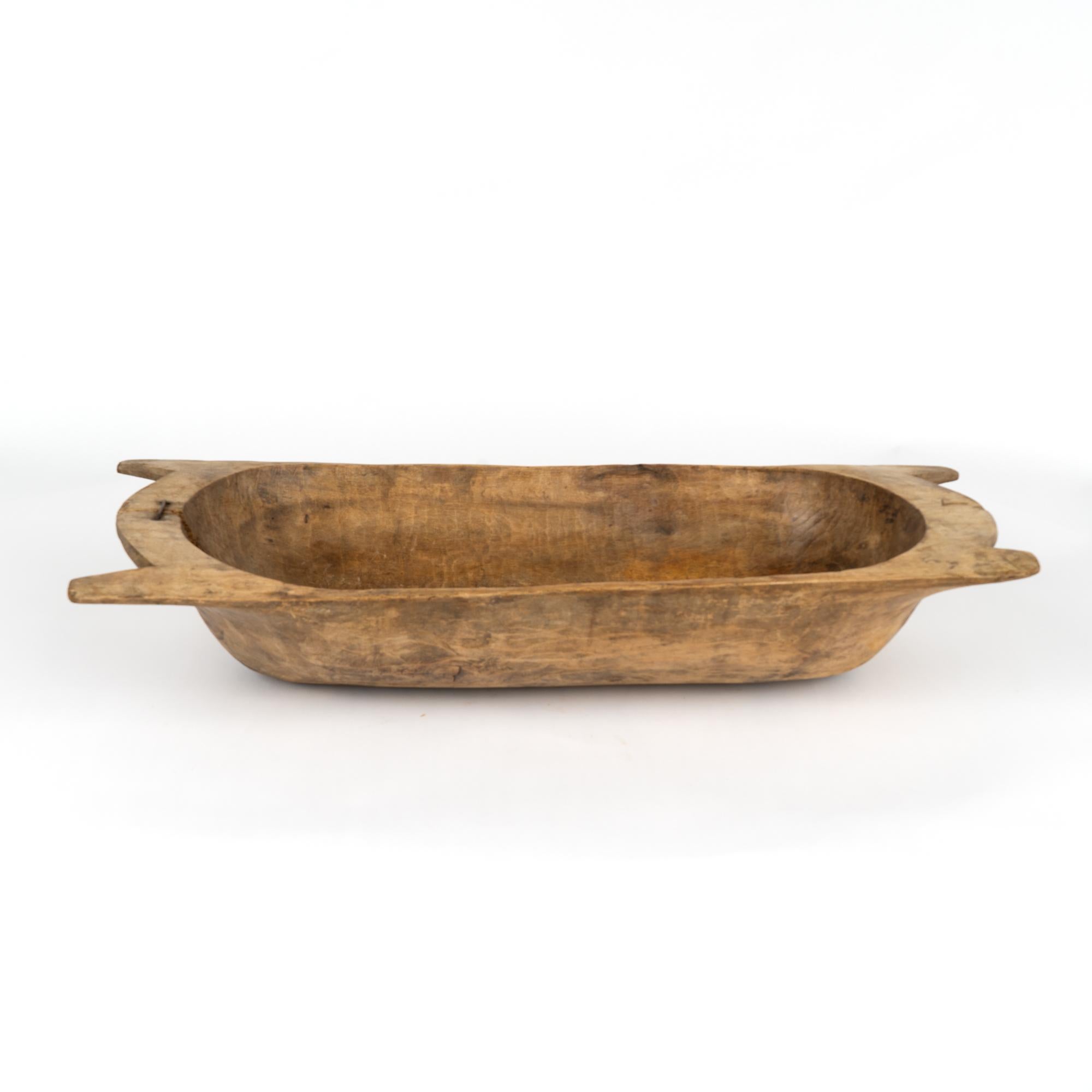 Country Antique Hand Hewn Wooden Dough Bowl, Hungary circa 1900