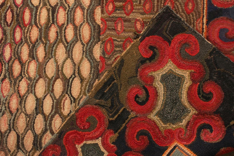 Antique Hand Rug in All over Red, Beige-Brown Geometric Pattern For ...