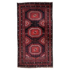 Antique Tapis Afghan Baluch noué à la main en rouge et marron 3.8
x 6.9
- 1C1195