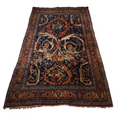 Antique Hand Knotted Bakhtiari Wool Rug with Lattice Wreath Motif