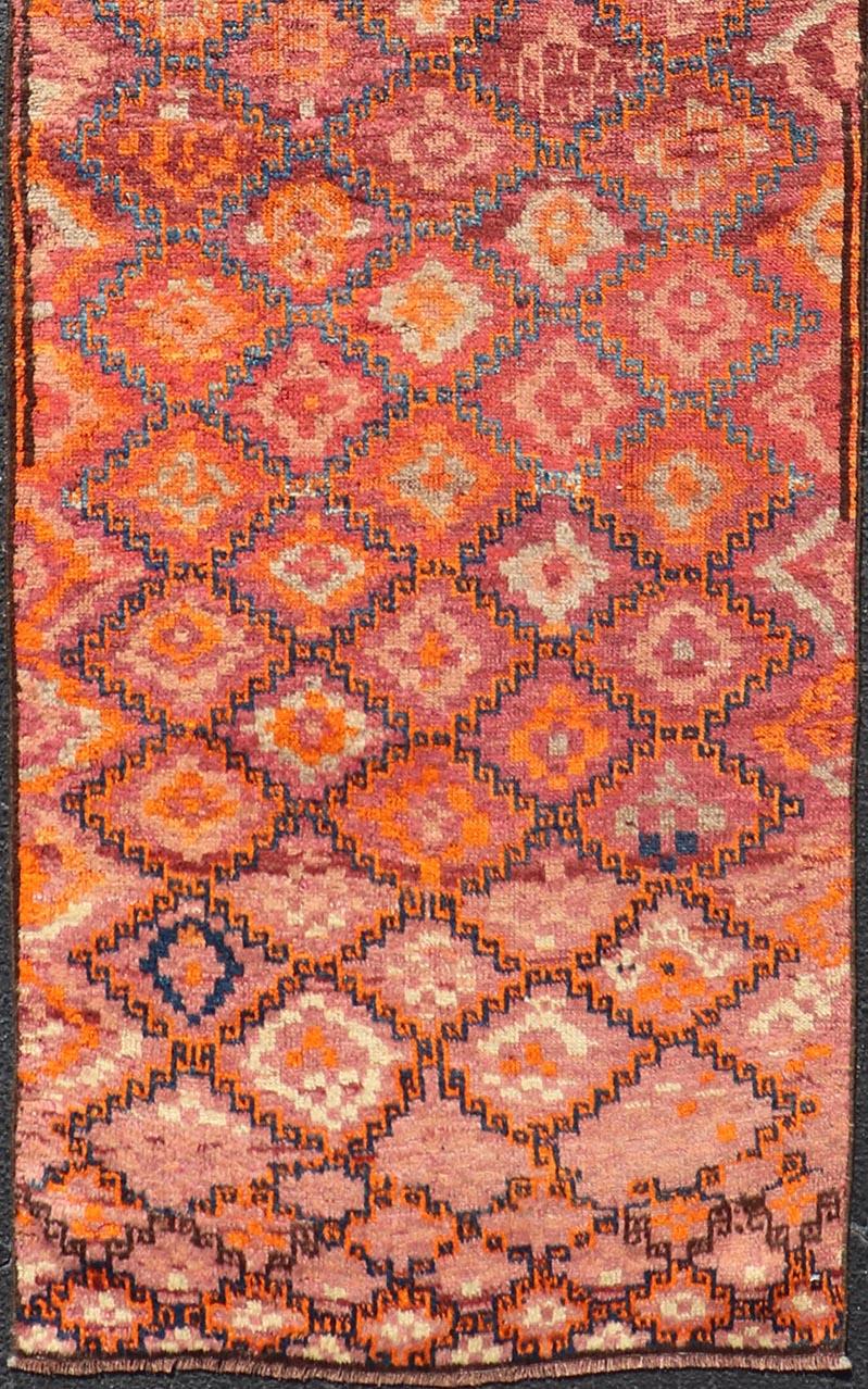 Persian Antique Hand-Knotted Baluch Tribal Runner with All-Over Geometric Diamond Design For Sale