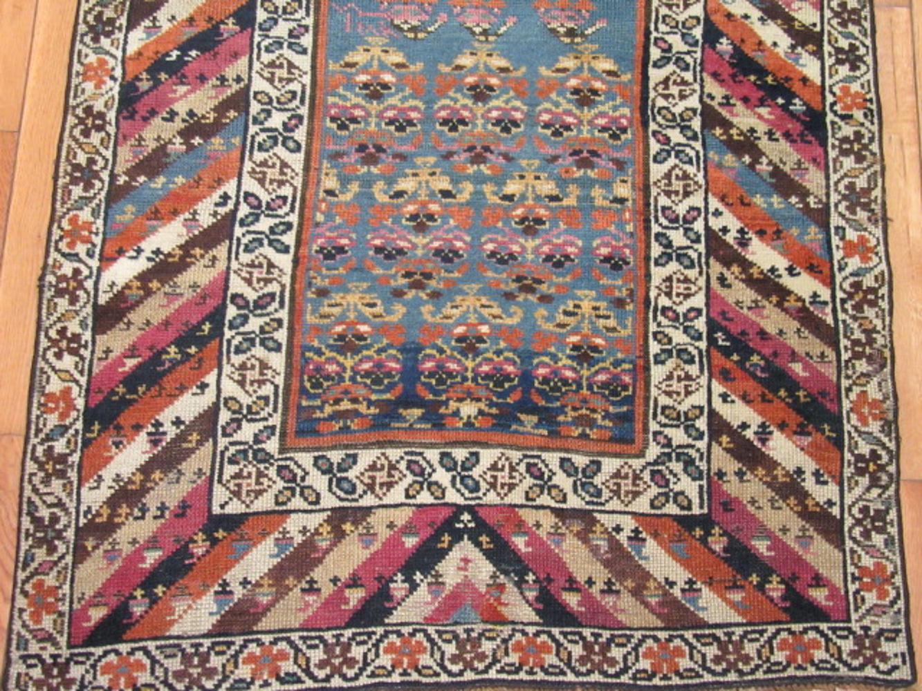 Other Antique Hand-Knotted Caucasian Genjeh Runner Rug For Sale