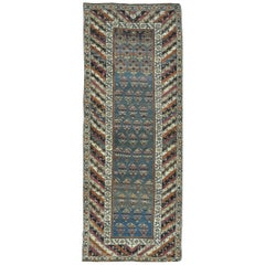 Antique Hand-Knotted Caucasian Genjeh Runner Rug