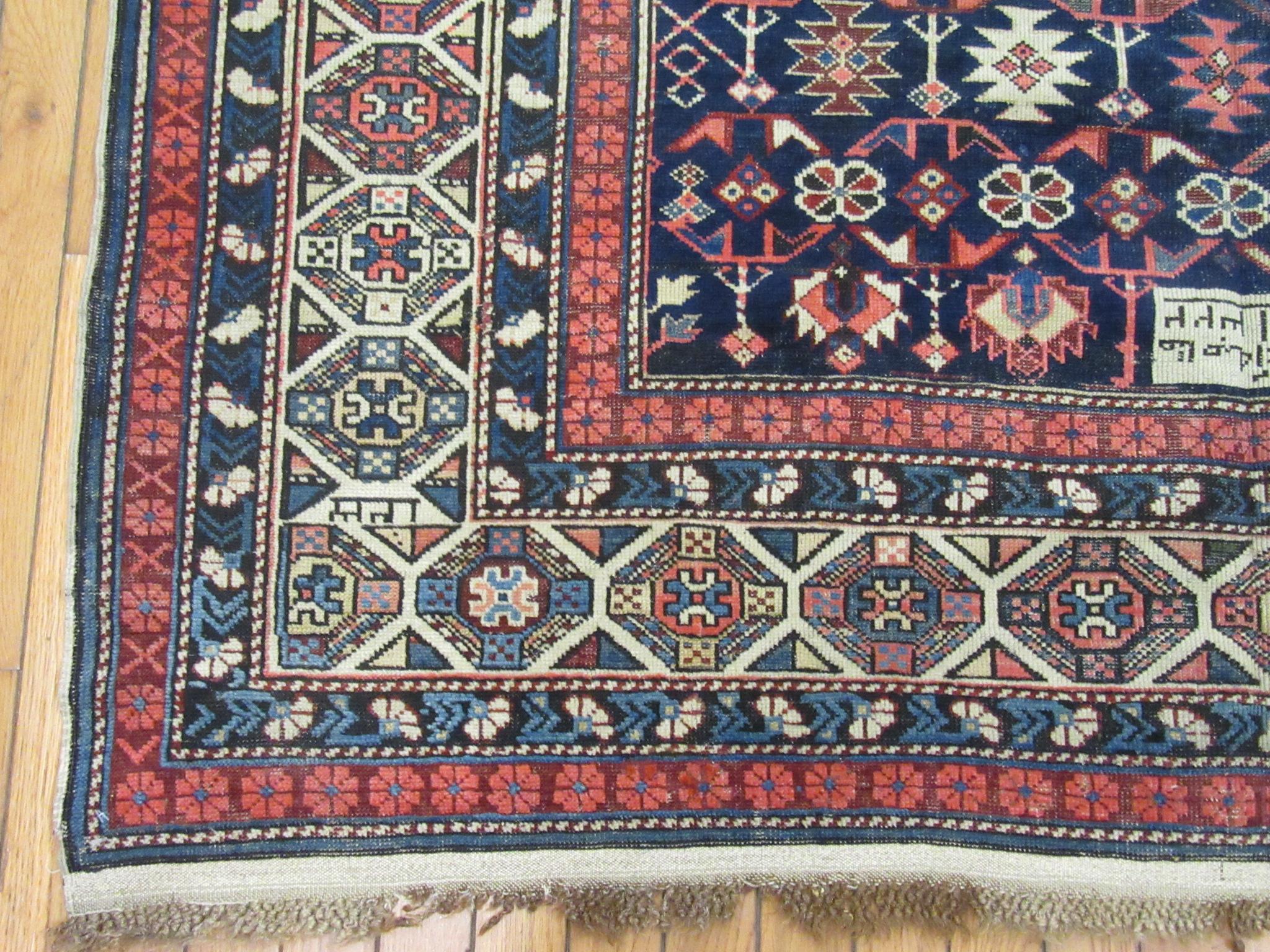 Antique Hand-Knotted Wool Caucasian Shirvan Rug 6