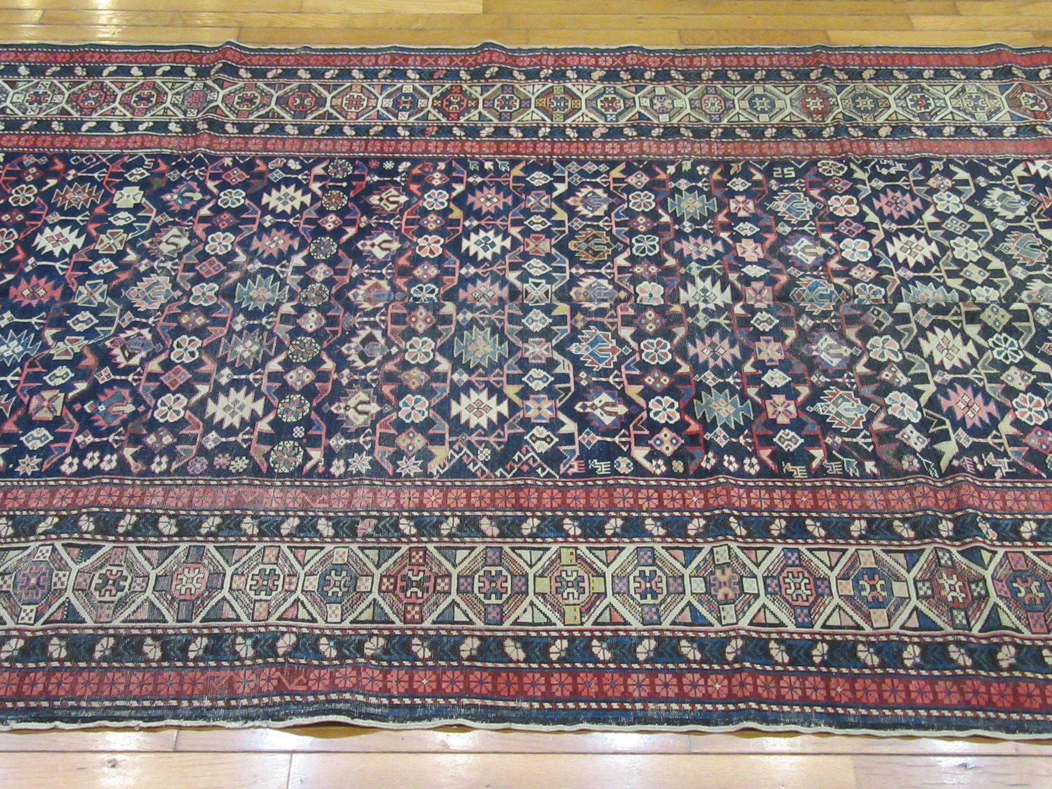 Antique Hand-Knotted Wool Caucasian Shirvan Rug 7