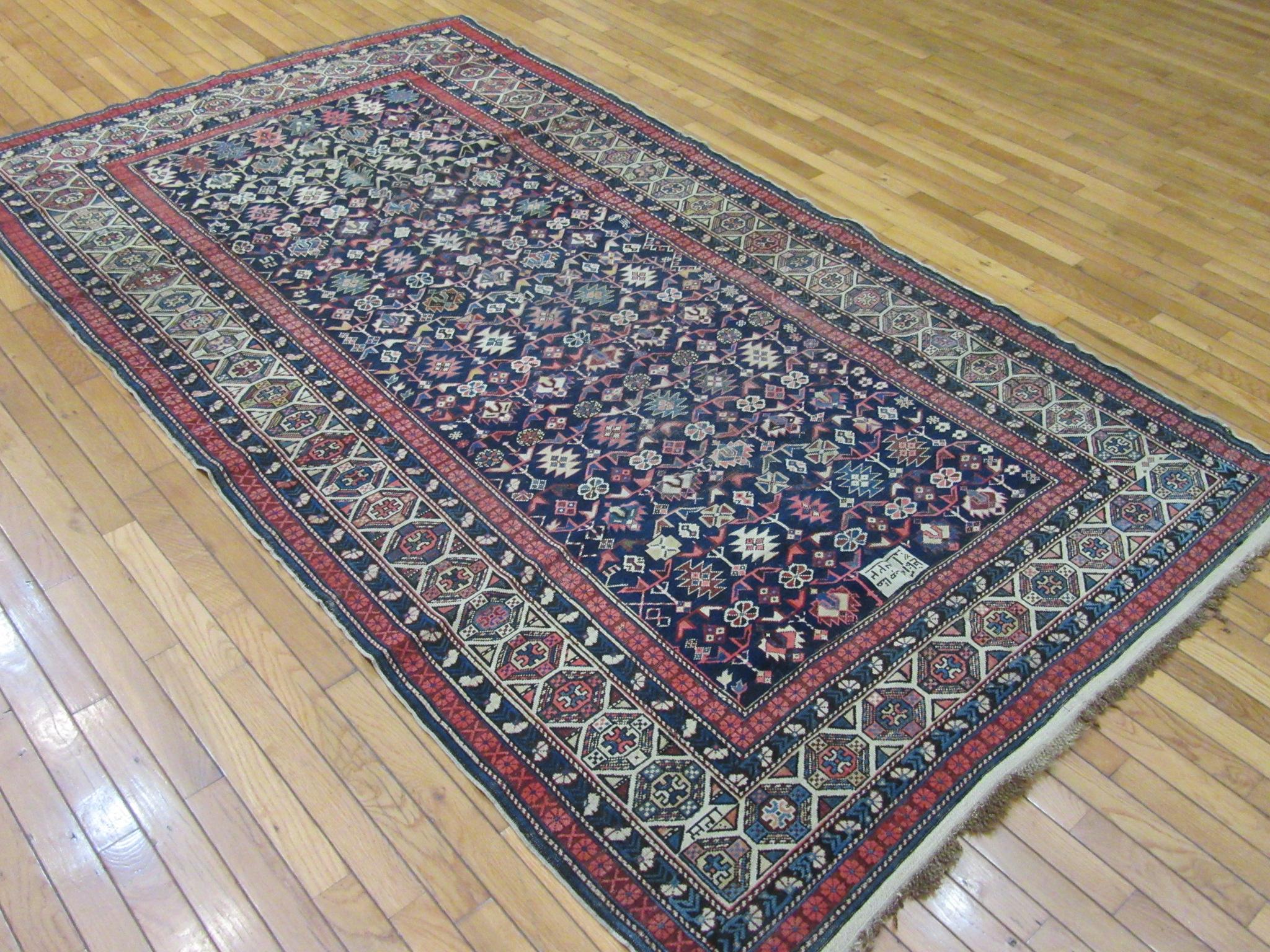 Antique Hand-Knotted Wool Caucasian Shirvan Rug 8