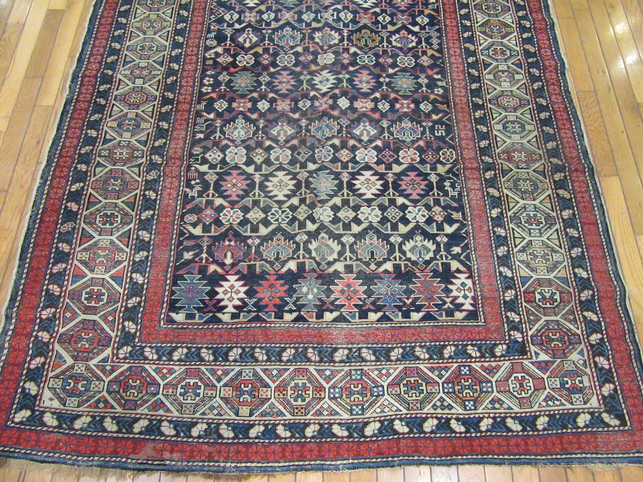 Antique Hand-Knotted Wool Caucasian Shirvan Rug 3