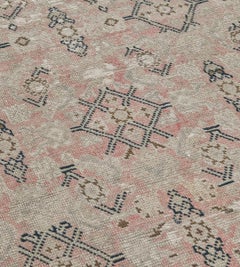 Antique Hand-Knotted Dusty-Pink Herati Caucasian Karabagh Runner
