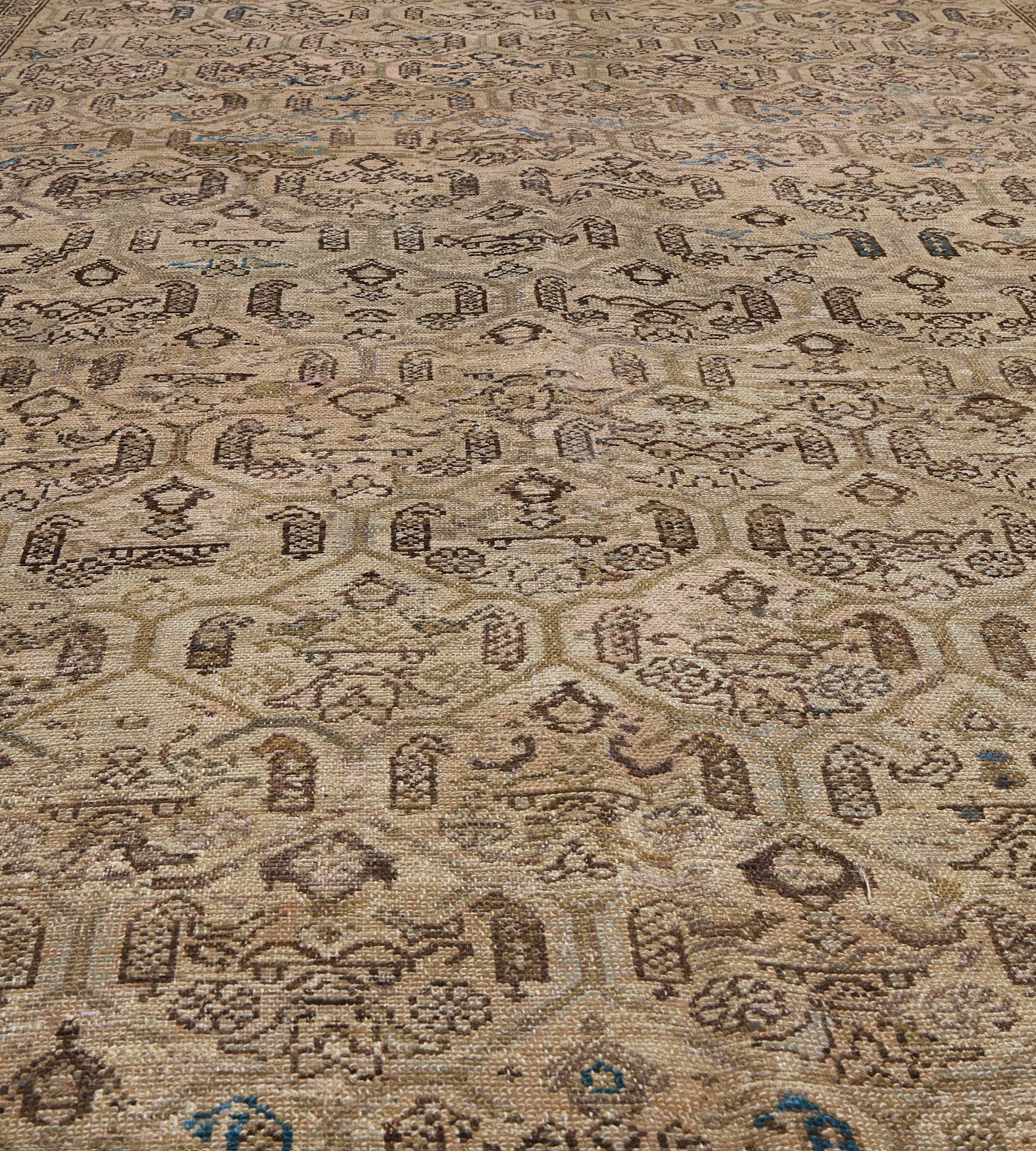 Antiker handgeknüpfter Wollteppich Malayer mit Blumenmuster (Wolle) im Angebot