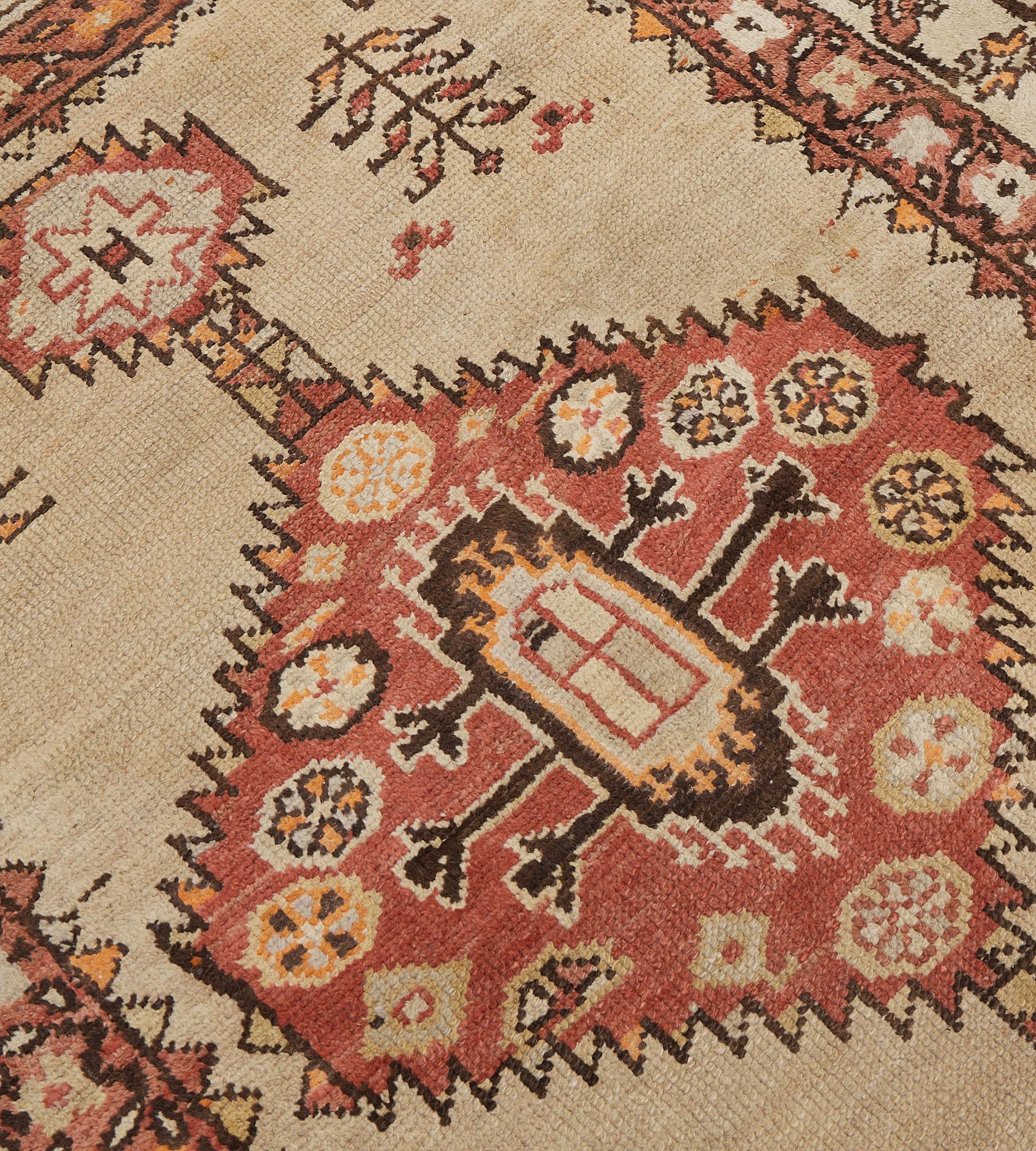 Antique Hand-Knotted Floral Wool Persian Serab Runner For Sale 1