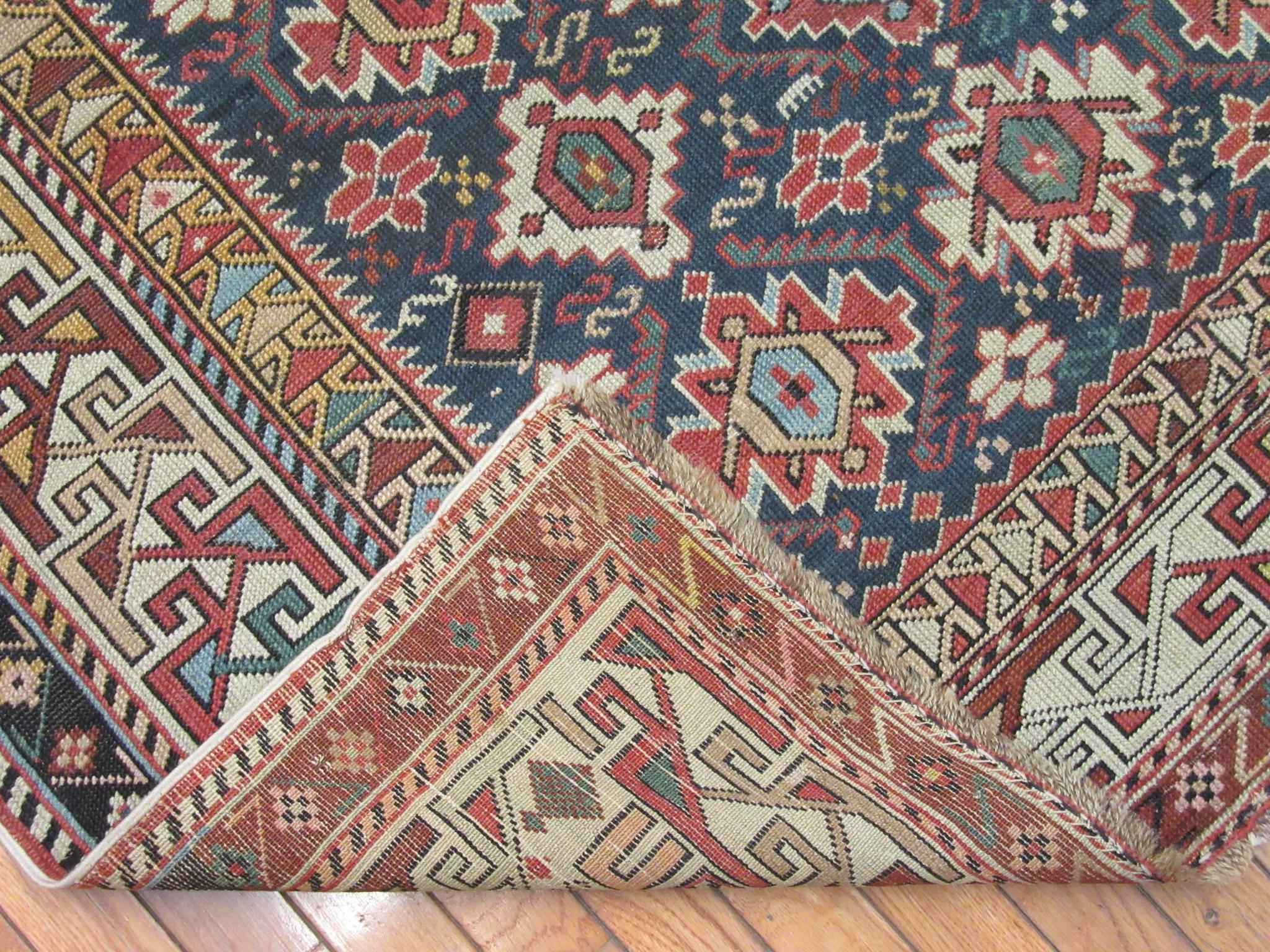 Antique Hand Knotted Gallery Size Caucasian Rug For Sale 1