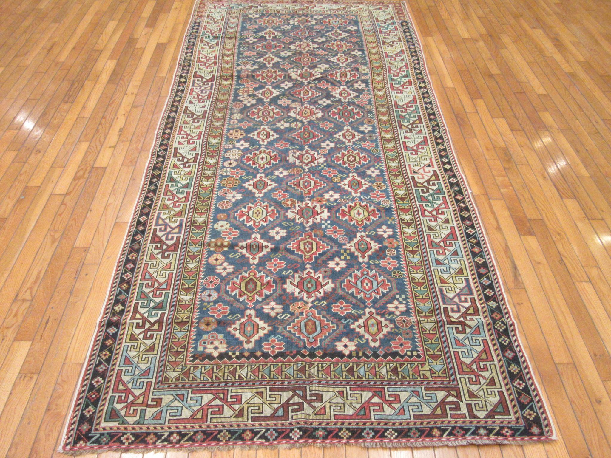 Antique Hand Knotted Gallery Size Caucasian Rug For Sale 2