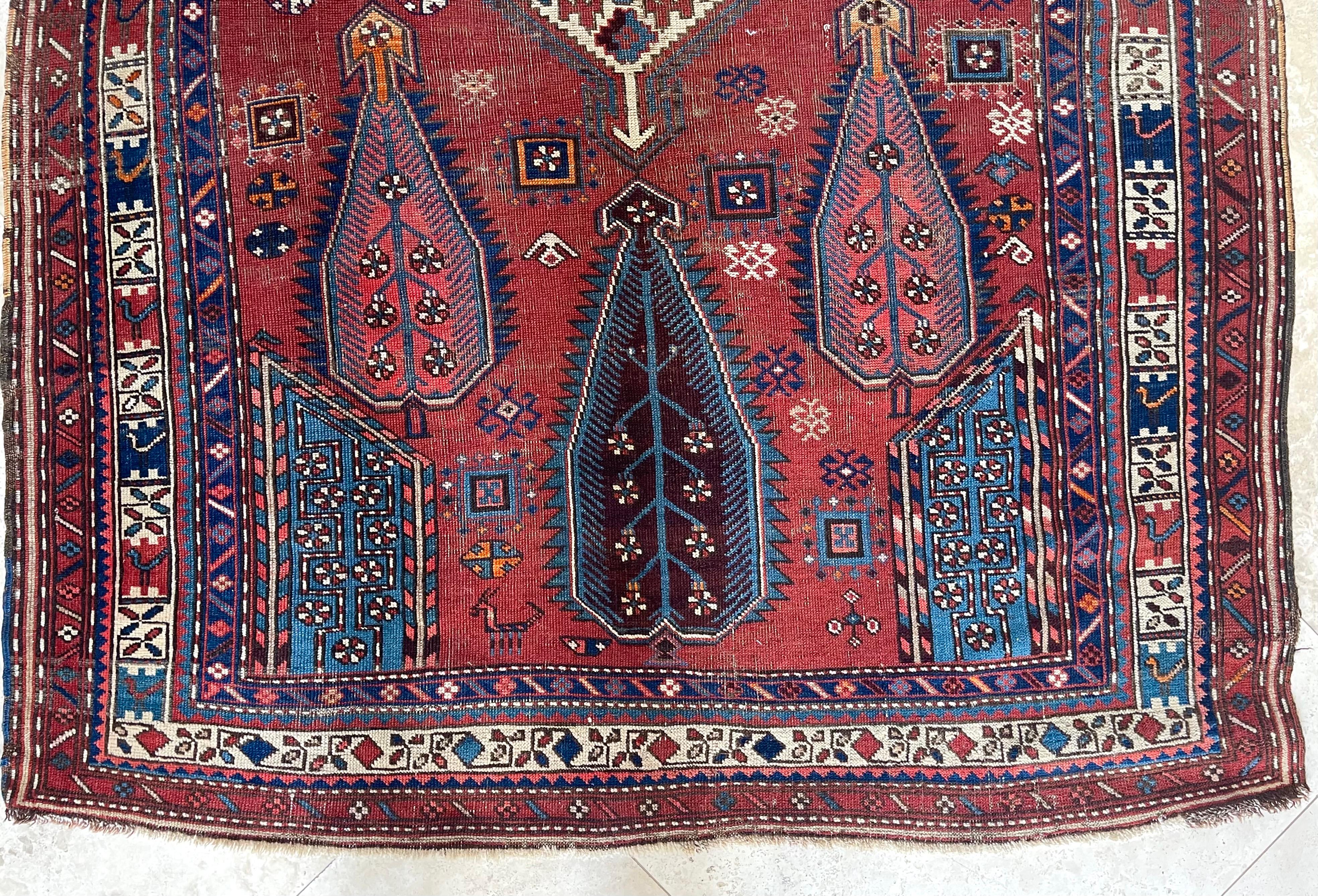 Alfombra geométrica antigua Kazak en venta 4