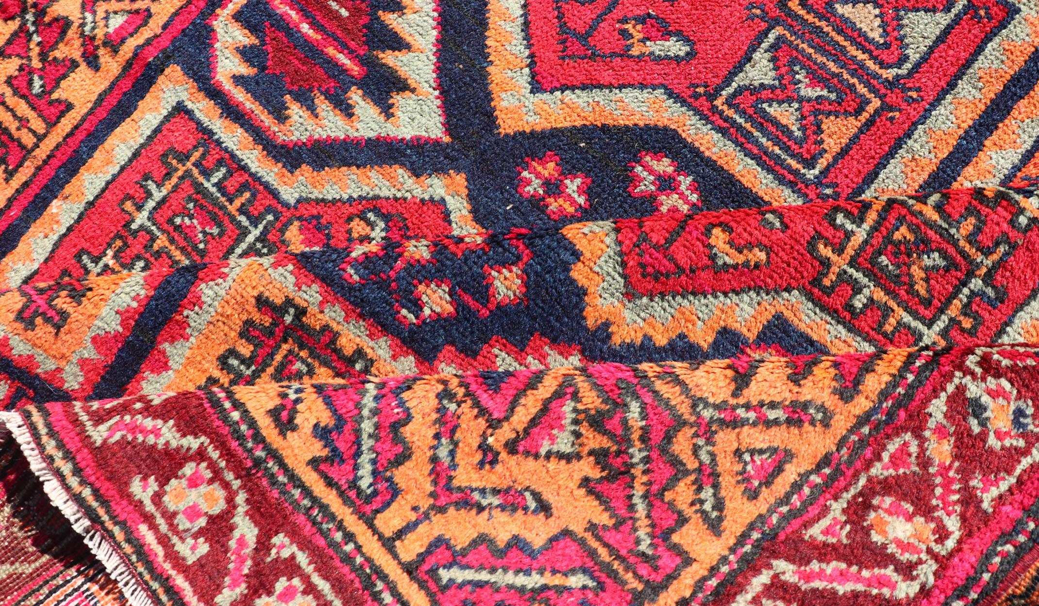 Antique Hand-Knotted Karajeh Gallery Rug in Wool with All-Over Geometric Design For Sale 5