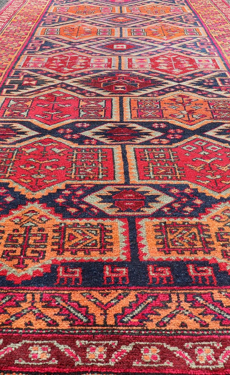 Antique Hand-Knotted Karajeh Gallery Rug in Wool with All-Over ...