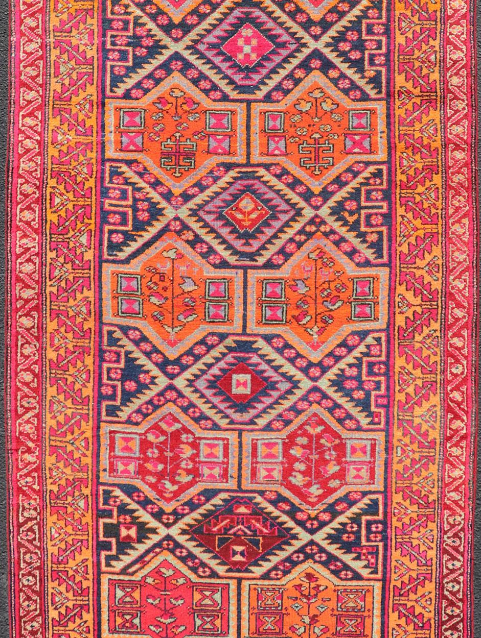 Antique Hand-Knotted Karajeh Gallery Rug in Wool with All-Over Geometric Design For Sale 2