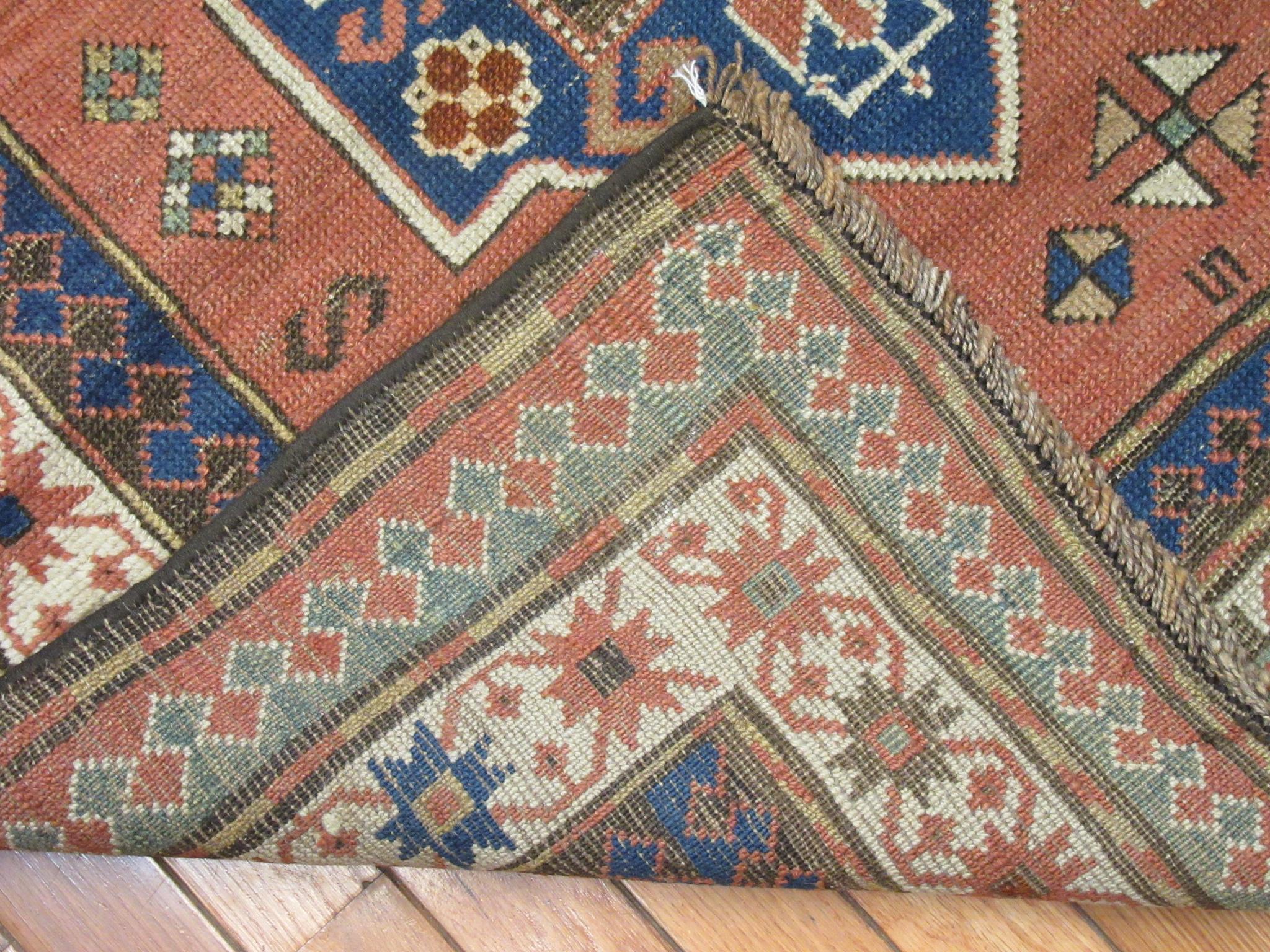 Antique Hand Knotted Kazak Rug For Sale 3