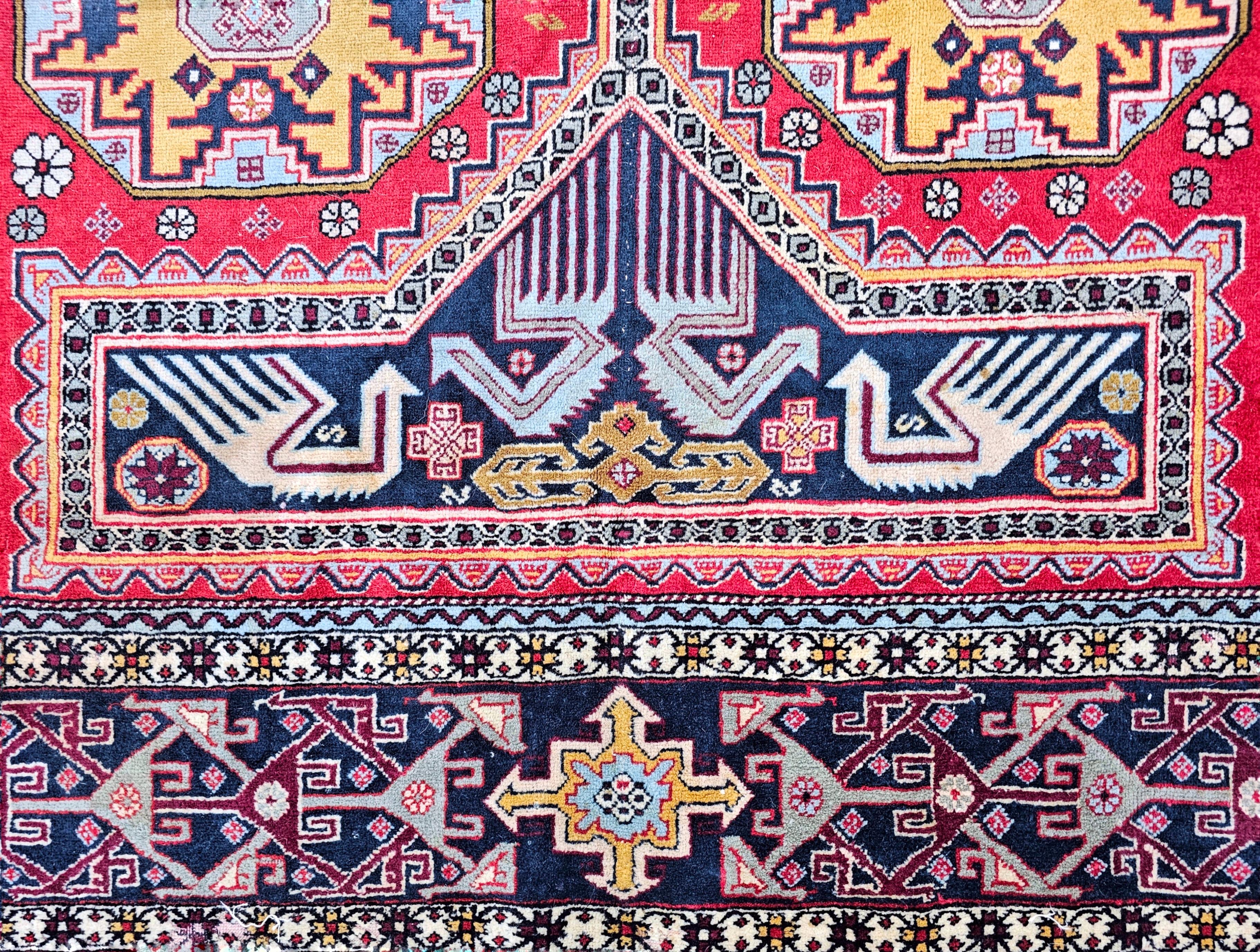 Afghan Antique Hand-Knotted Kazak Woolen Rug, 1900s For Sale