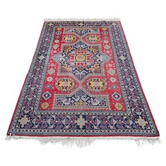 Antique Hand-Knotted Kazak Woolen Rug, 1900s