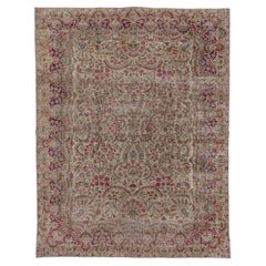 Antique Hand-Knotted Kerman Rug – Persian Floral Grandeur