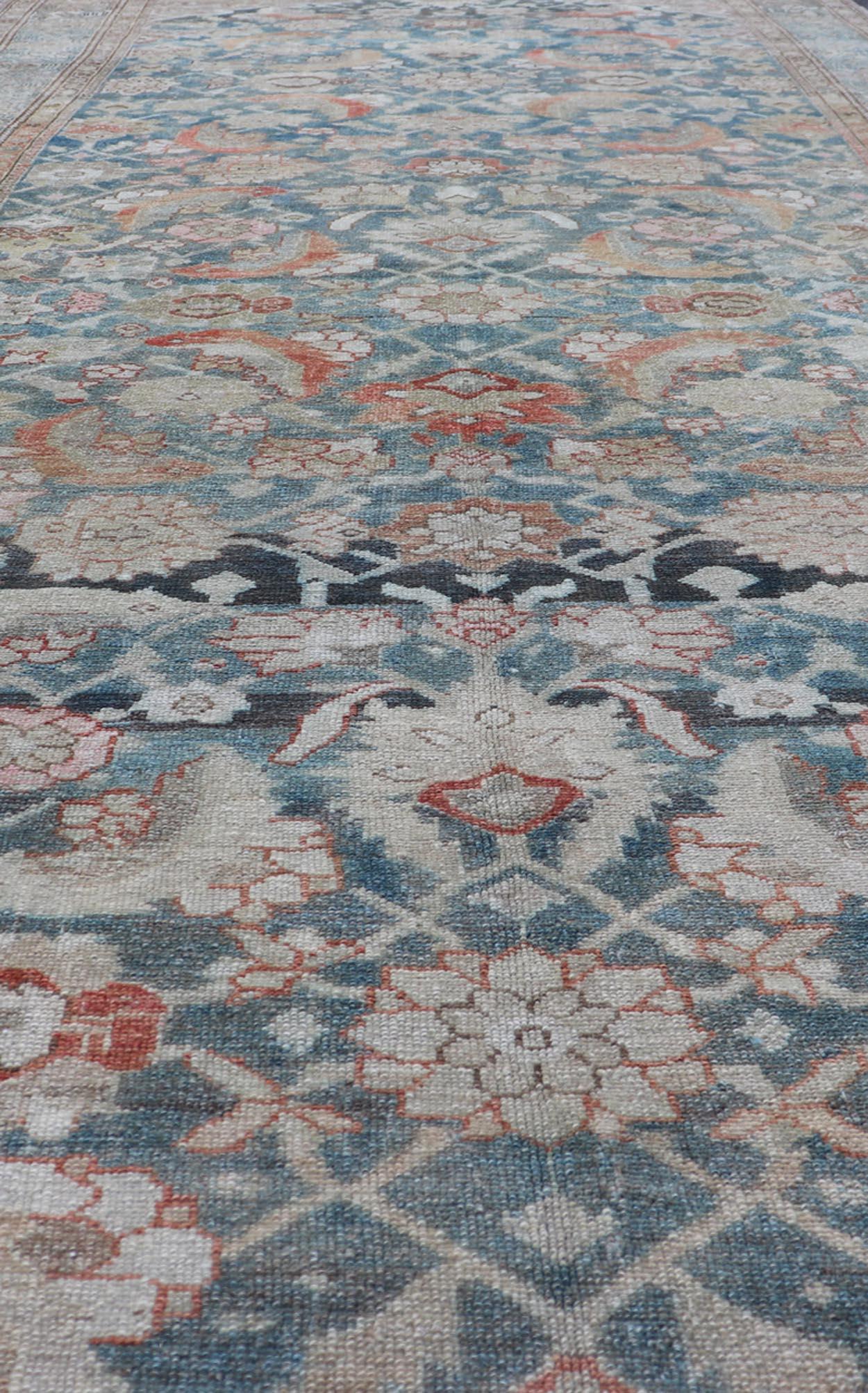 Hand-Knotted Antique Hand Knotted Kurdish Gallery Runner in All-Over Geometric Design For Sale