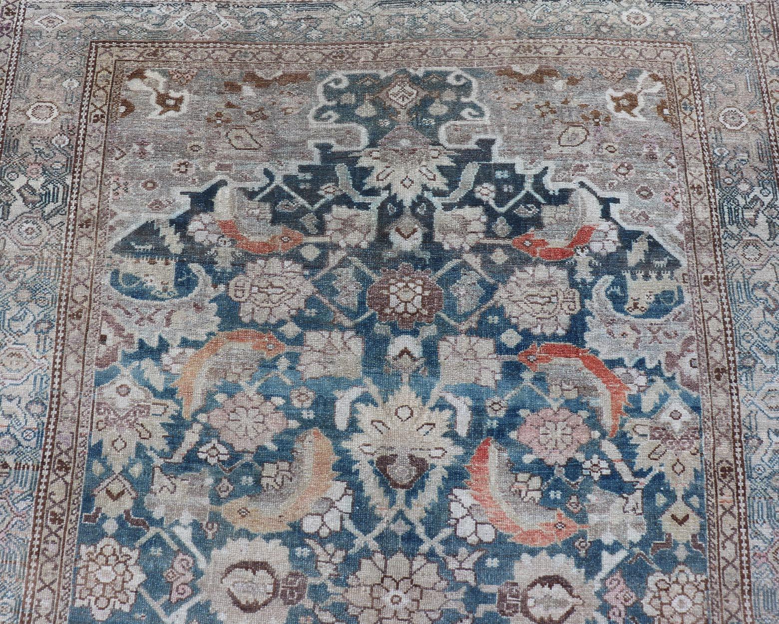 Wool Antique Hand Knotted Kurdish Gallery Runner in All-Over Geometric Design For Sale