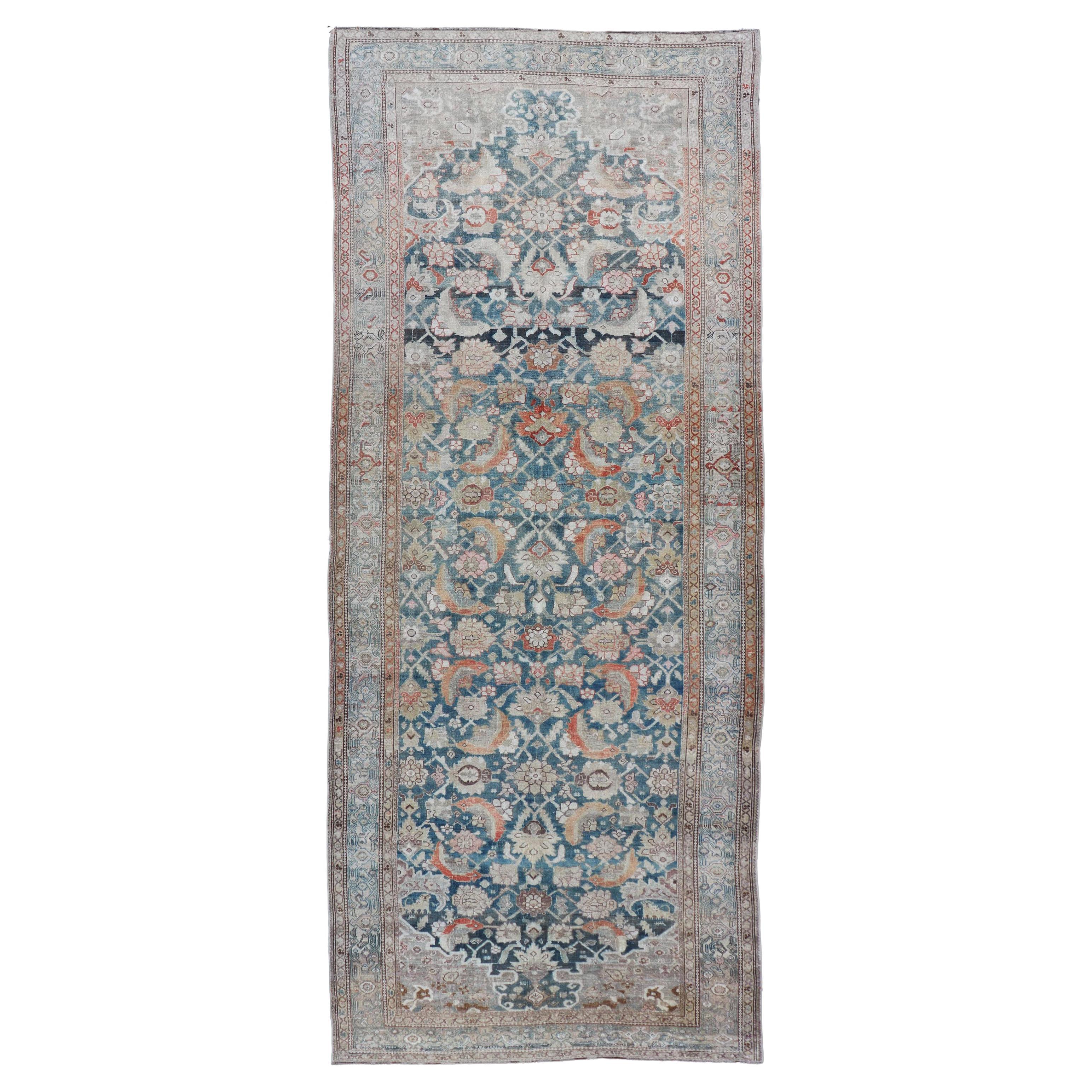 Antique Hand Knotted Kurdish Gallery Runner in All-Over Geometric Design