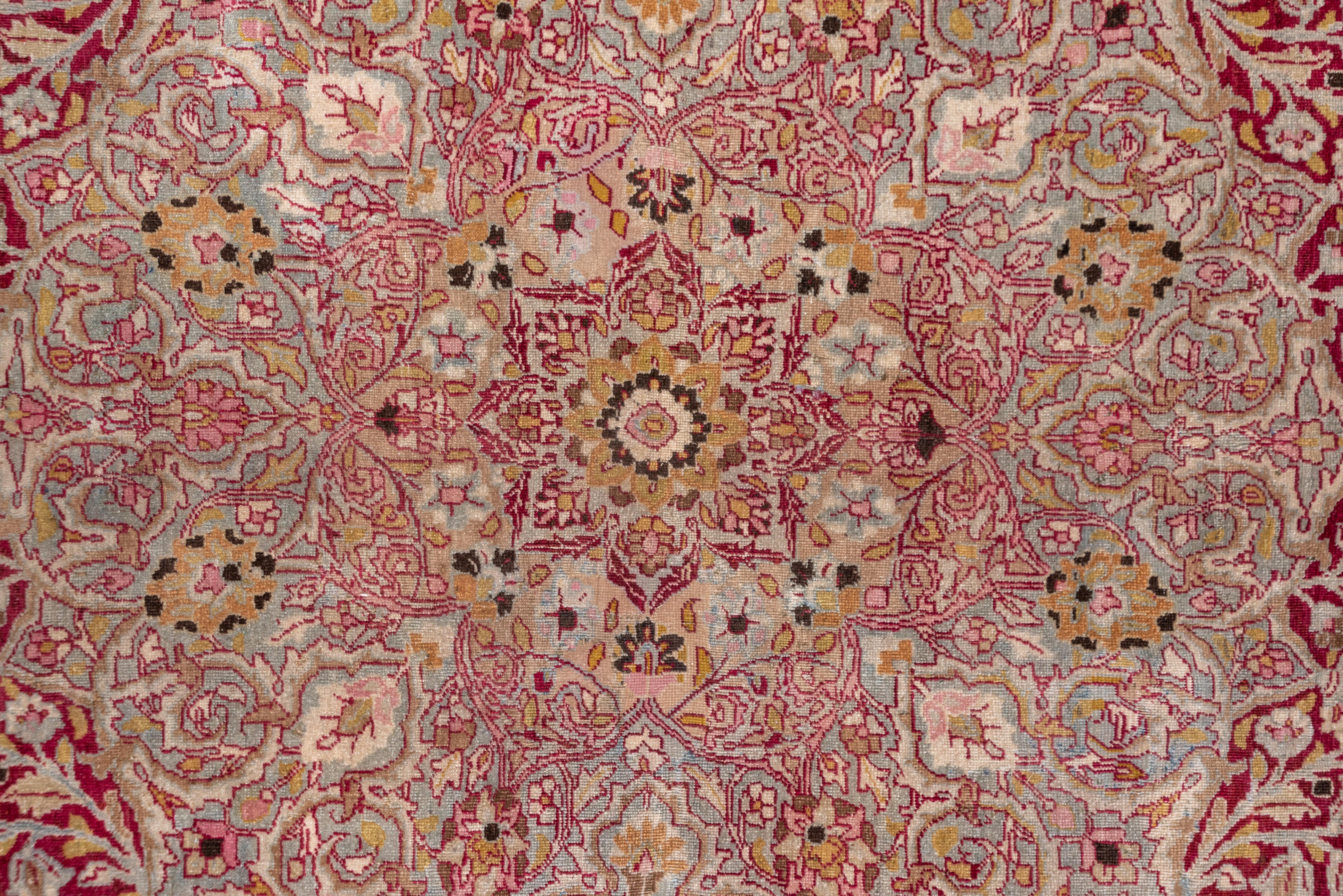 Wool Antique Hand-Knotted Meshed Rug – Persian Floral Elegance For Sale