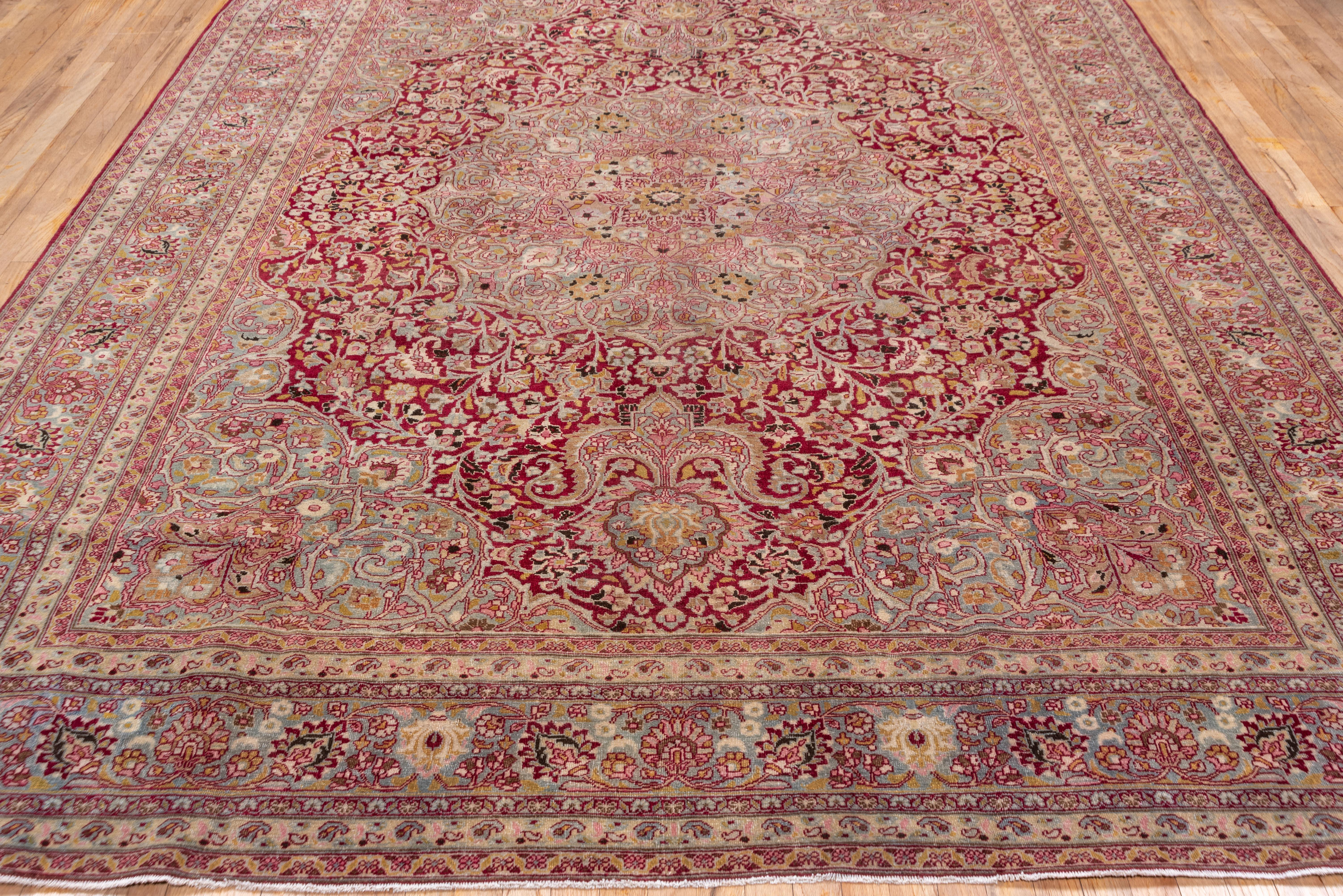 Antique Hand-Knotted Meshed Rug – Persian Floral Elegance For Sale 1