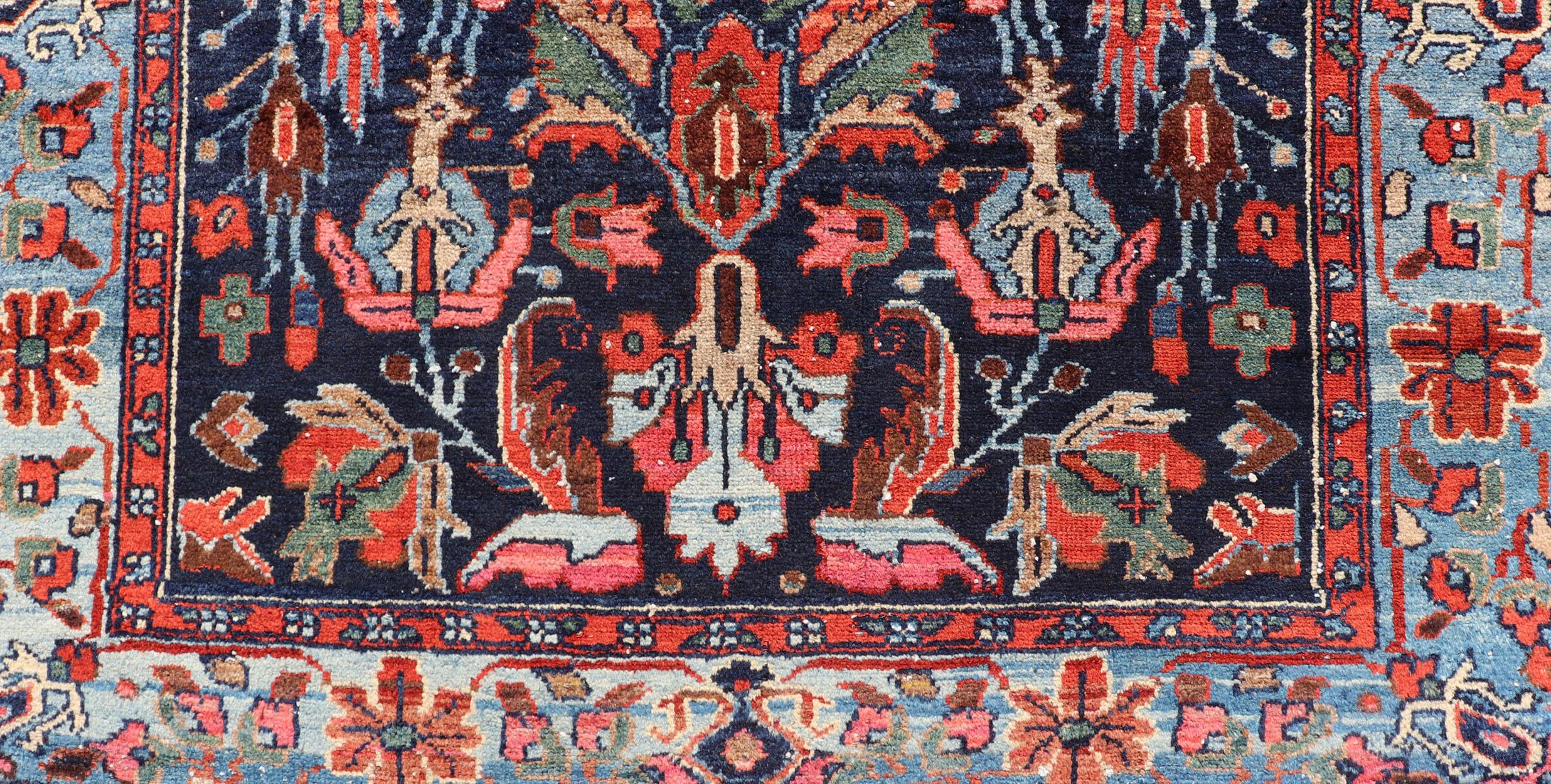 Antiker handgeknüpfter Persain-Nahavand-Teppich mit allseitigem subgeometrischem Design im Angebot 2