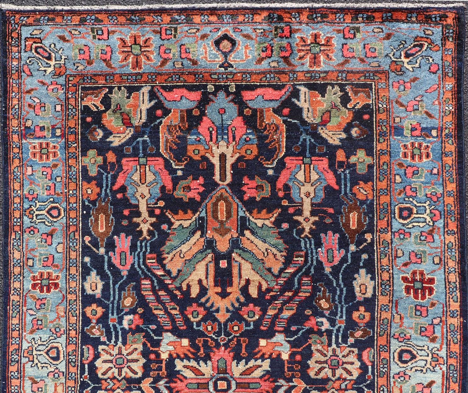 Antiker handgeknüpfter Persain-Nahavand-Teppich mit allseitigem subgeometrischem Design (Malayer) im Angebot