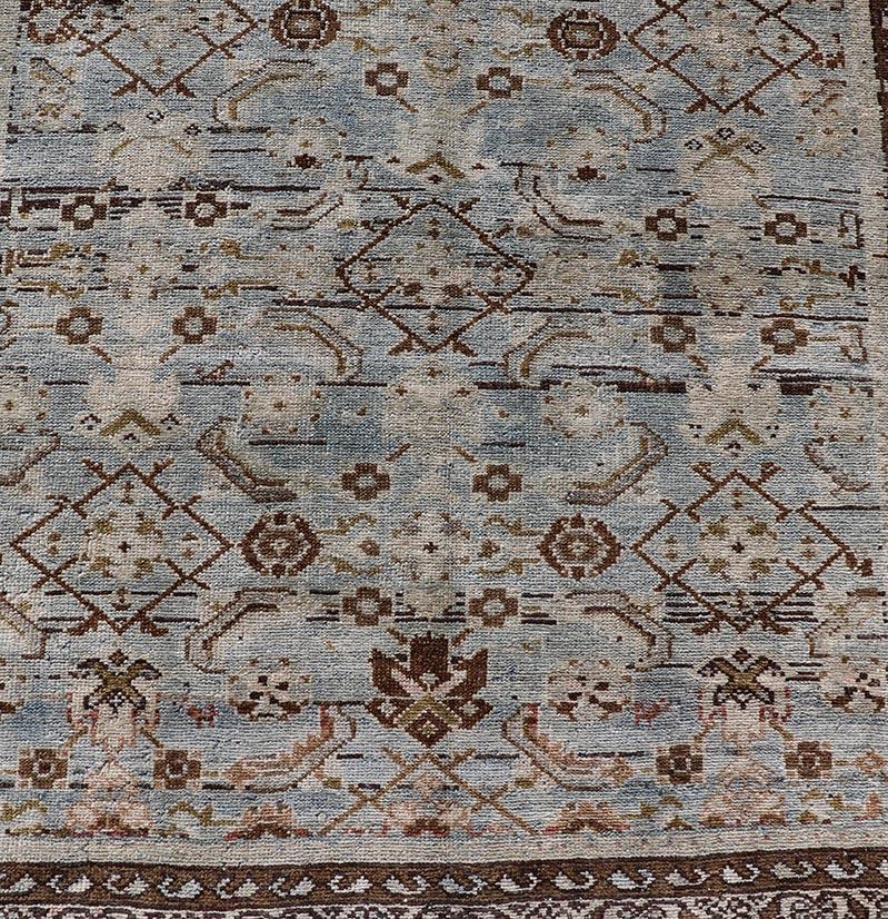 Antique Hand-Knotted Persian Hamadan Runner with All-Over Tribal Design 2