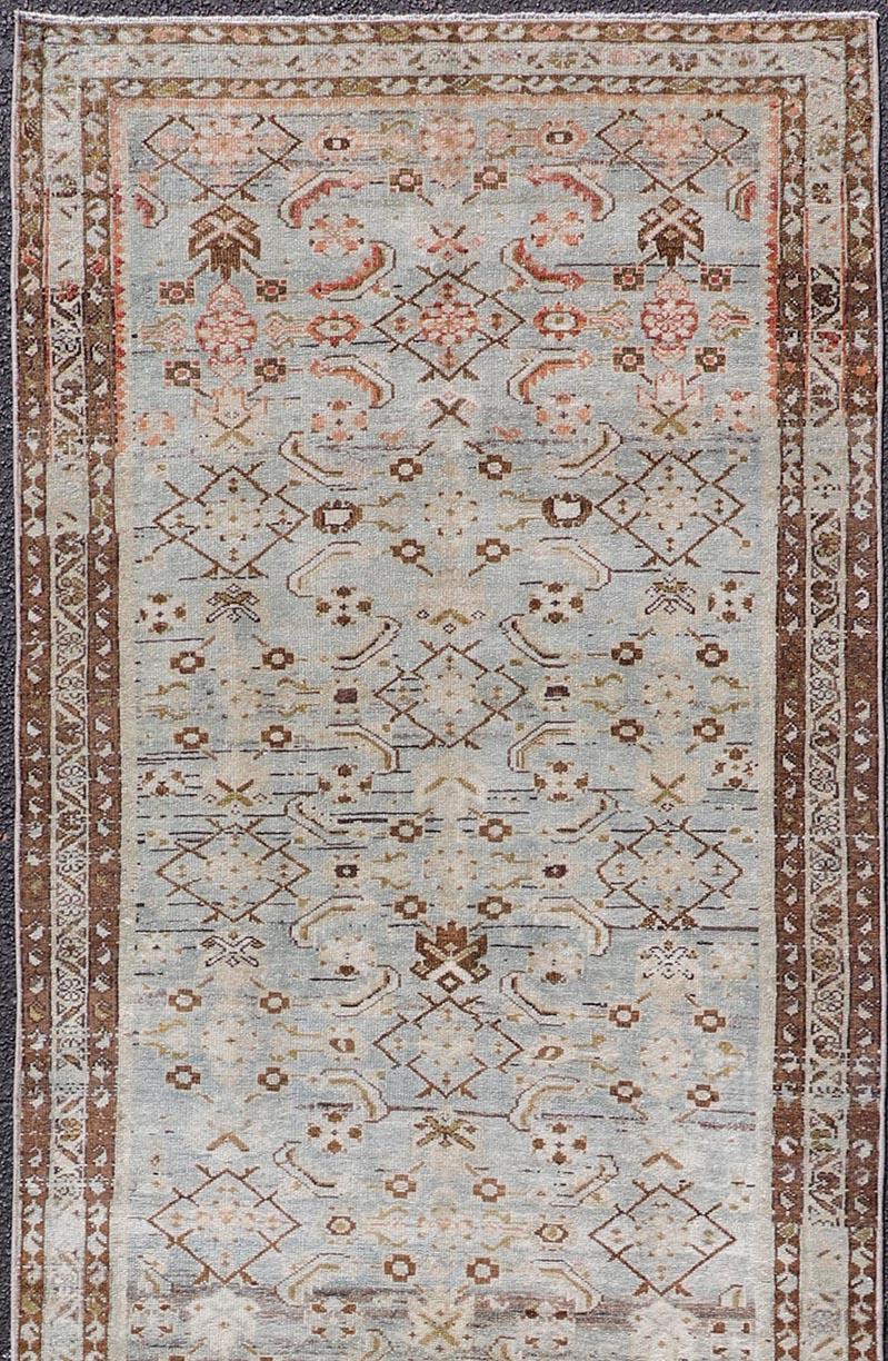 Antique Hand-Knotted Persian Hamadan Runner with All-Over Tribal Design 3