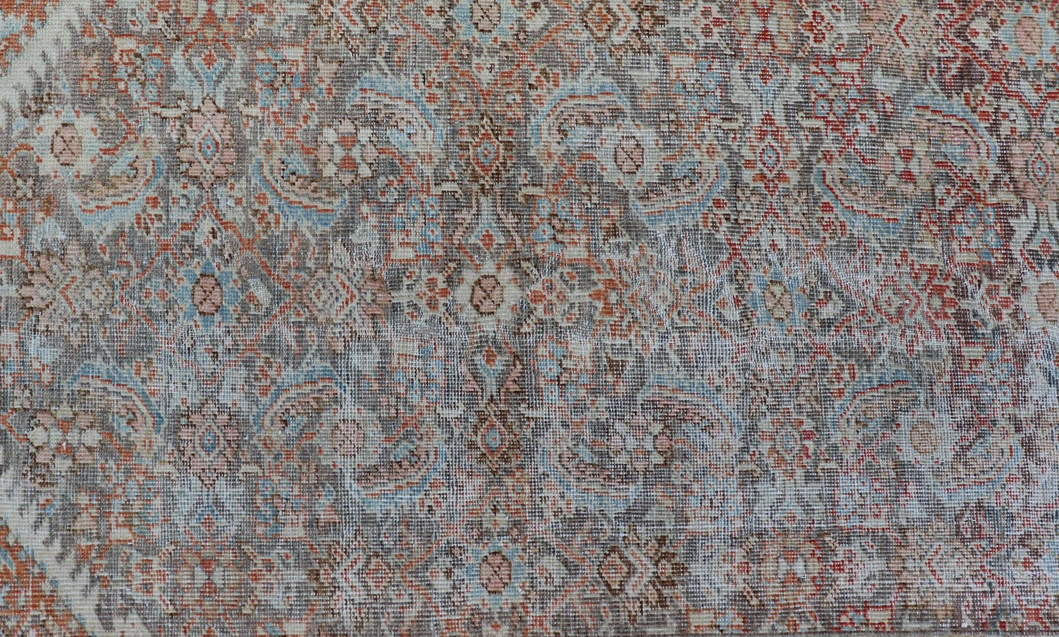 Antique Hand-Knotted Persian Hamadan Runner with Large Medallion Design For Sale 4