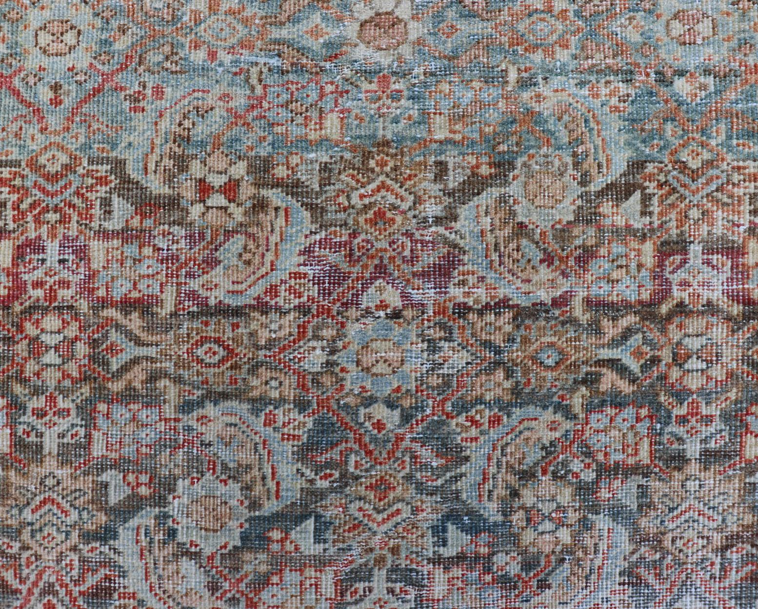 Antique Hand-Knotted Persian Hamadan Runner with Large Medallion Design For Sale 6