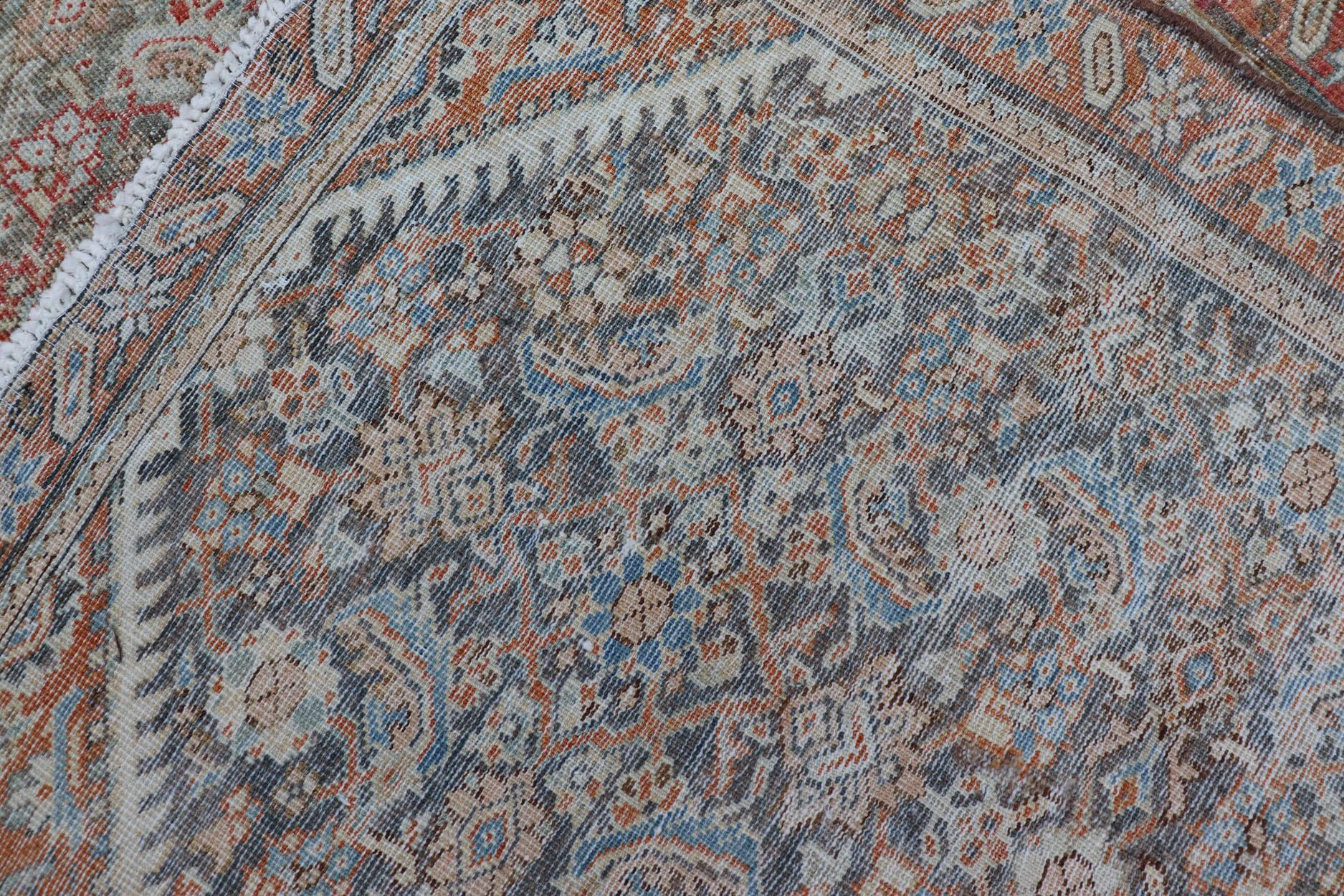Antique Hand-Knotted Persian Hamadan Runner with Large Medallion Design For Sale 9