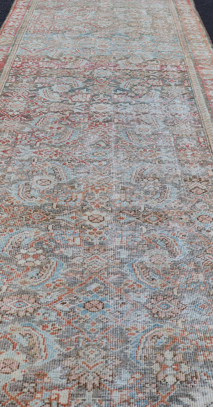 20th Century Antique Hand-Knotted Persian Hamadan Runner with Large Medallion Design For Sale