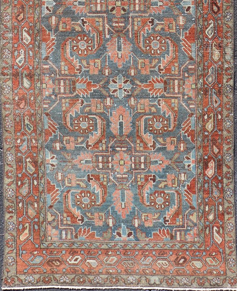 Hand-Knotted Antique Hand Knotted Persian Hamedan Runner with Sub-Geometric Design