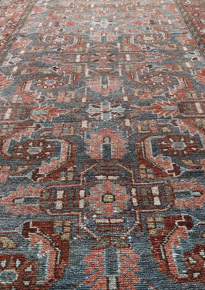 Antique Hand Knotted Persian Hamedan Runner with Sub-Geometric Design 1