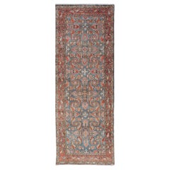 Antique Hand Knotted Persian Hamedan Runner with Sub-Geometric Design