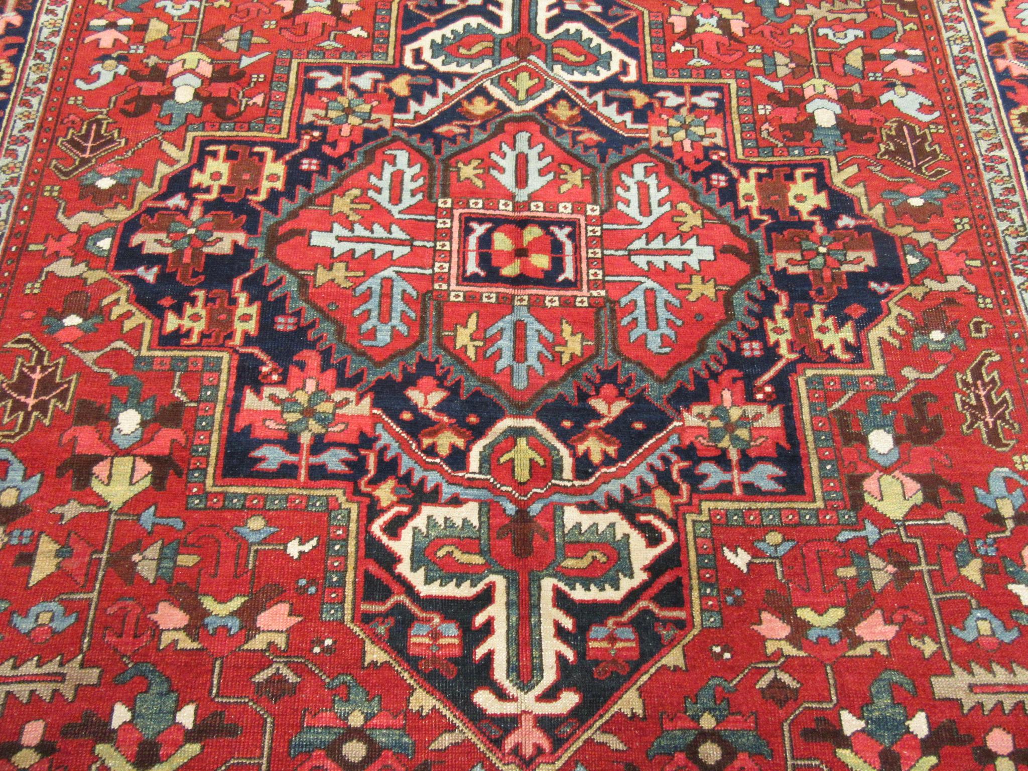 20th Century Antique Hand Knotted Persian Heriz Rug