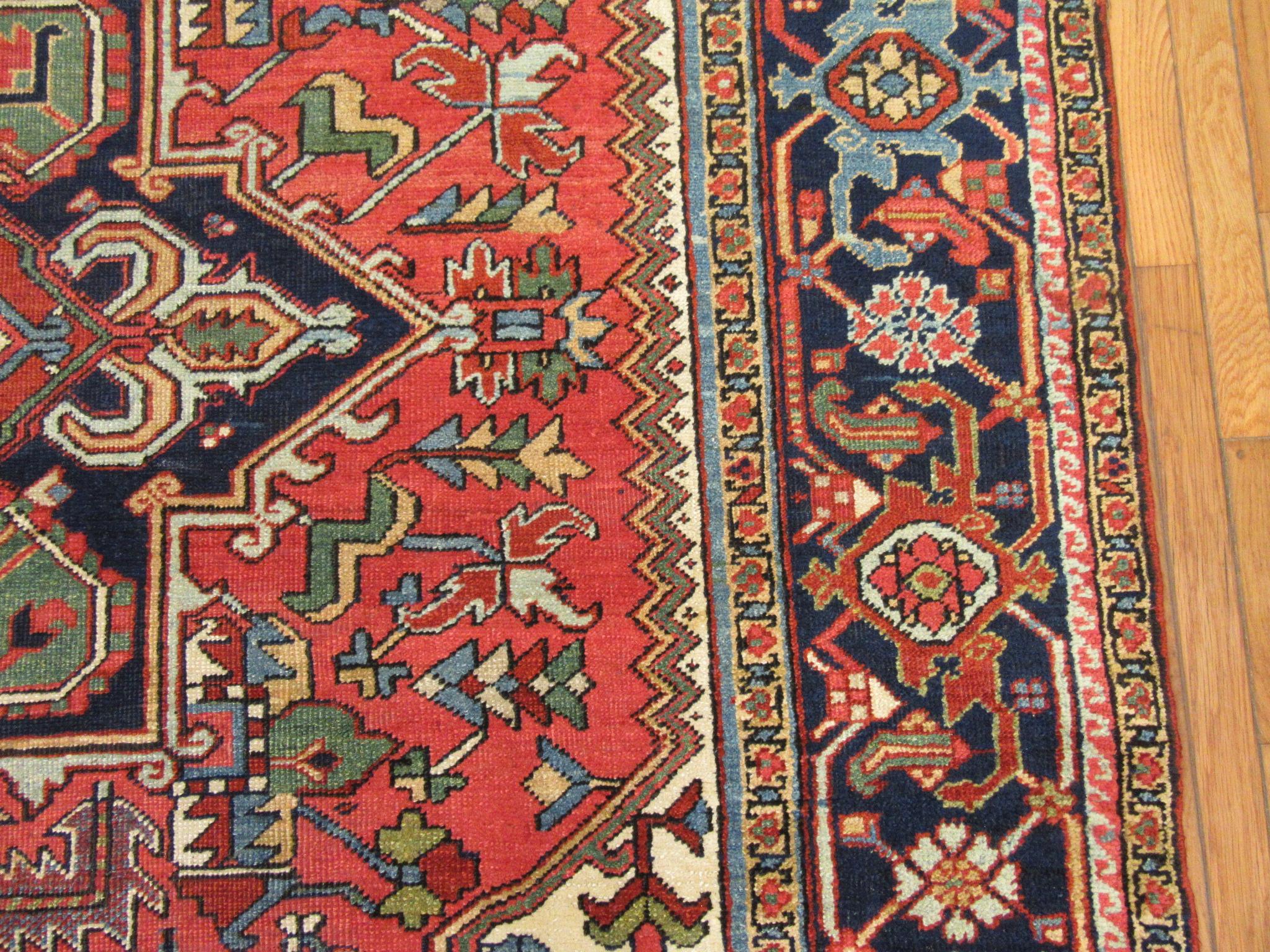 20th Century Antique Hand Knotted Persian Heriz Rug For Sale