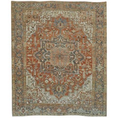 Antique Hand-Knotted Persian Heriz Rug