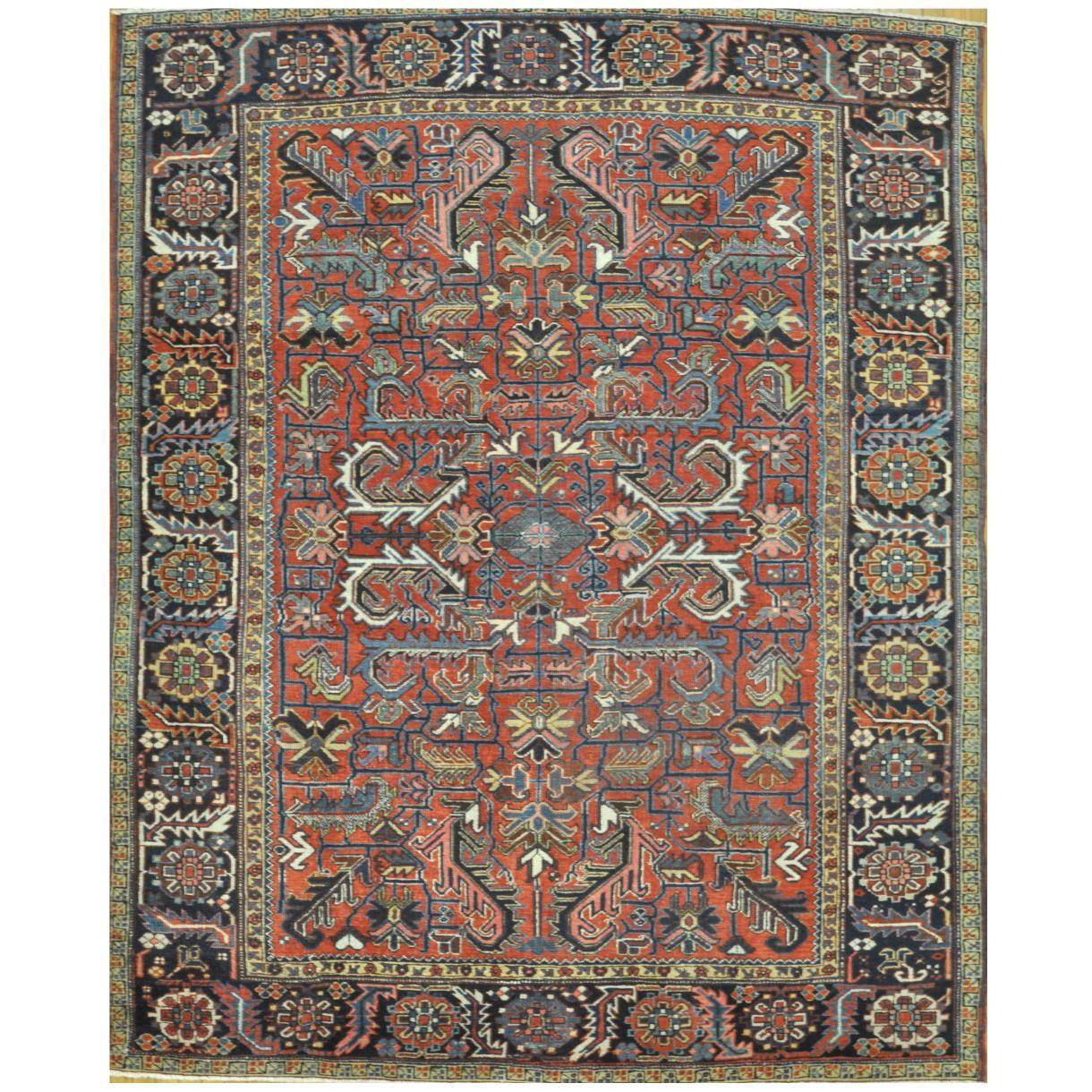 Antique Hand-Knotted Persian Heriz Rug