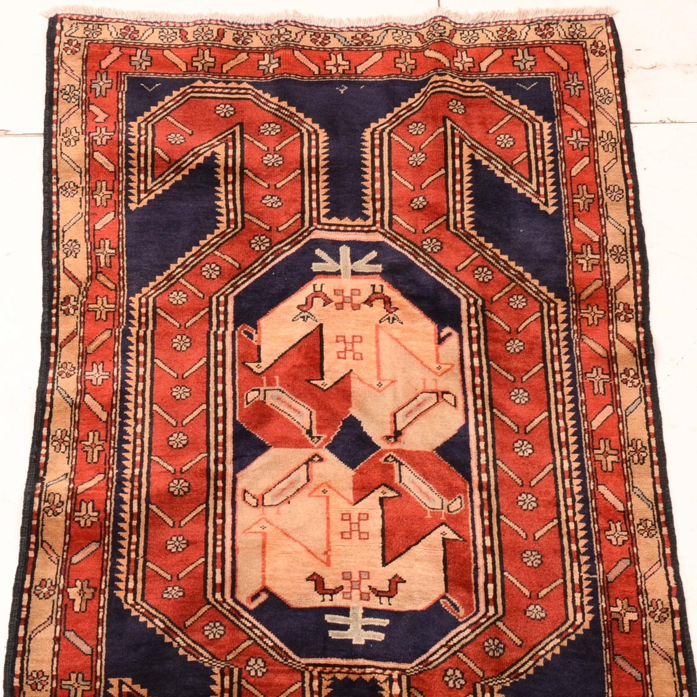 Antique all over Persian Heriz-Serapi geometric rug in an array of gorgeous colors of midnight blue, rust, blue, red and terracotta color. One of the most distinctive styles with its geometric patterns and their charm lies in a characteristic